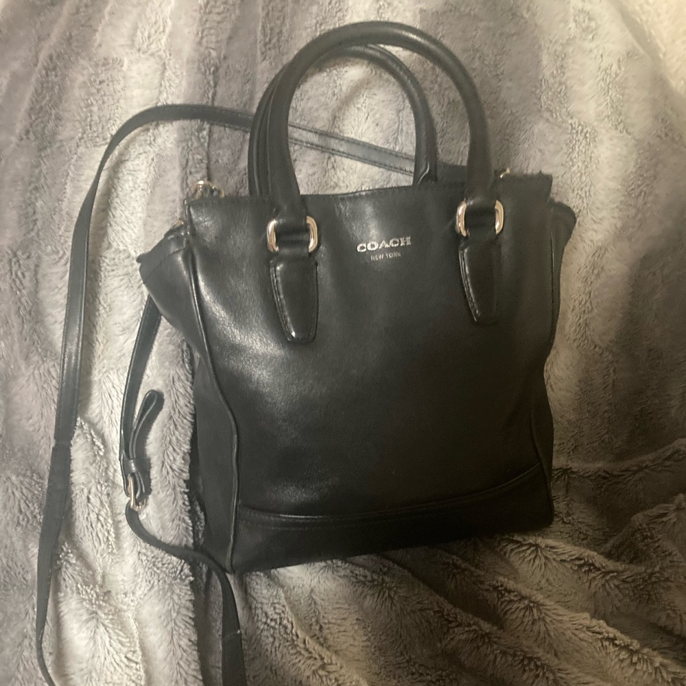 Black leather Coach purse